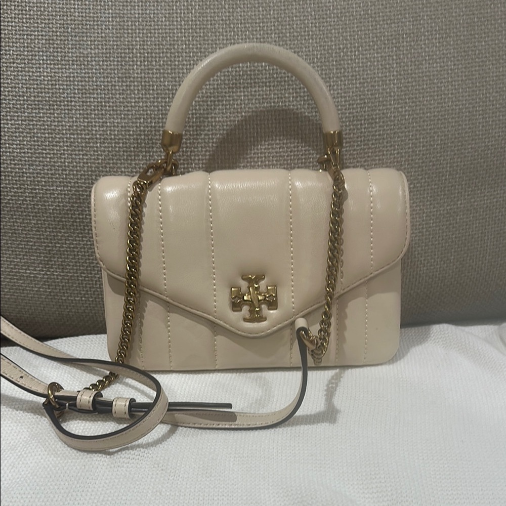 Tory Burch Cream Crossbody Bag with Gold Accents